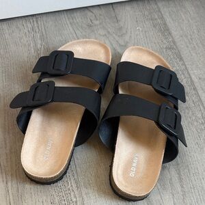 Old Navy Women's Black Double Strap Sandals Sz 8 EUC